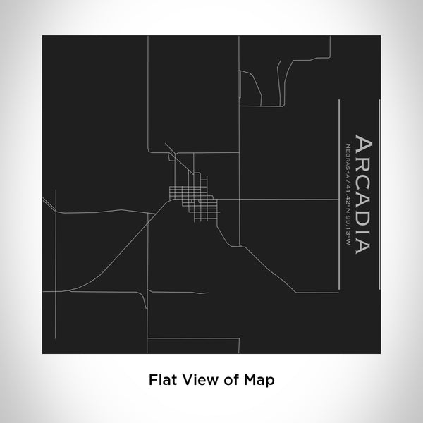 Rendered View of Arcadia Nebraska Map Engraving on 17oz Stainless Steel Insulated Tumbler in Black