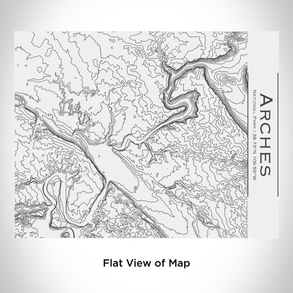 Rendered View of Arches National Park Map Engraving on 20oz Stainless Steel Insulated Bottle with Bamboo Top in White