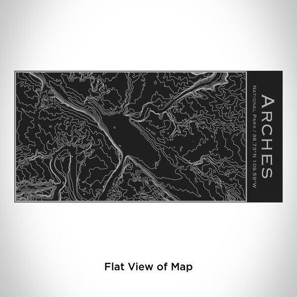 Rendered View of Arches National Park Map Engraving on 17oz Stainless Steel Insulated Cola Bottle in Black