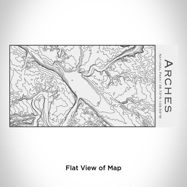 Rendered View of Arches National Park Map Engraving on 17oz Stainless Steel Insulated Cola Bottle in White