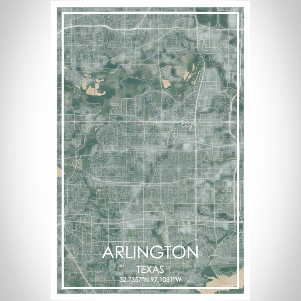 Arlington Texas Map Print Portrait Orientation in Afternoon Style With Shaded Background