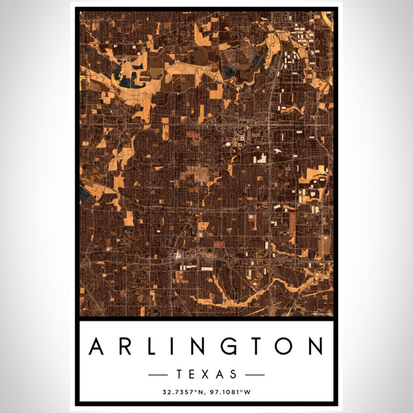 Arlington - Texas Map Print in Ember