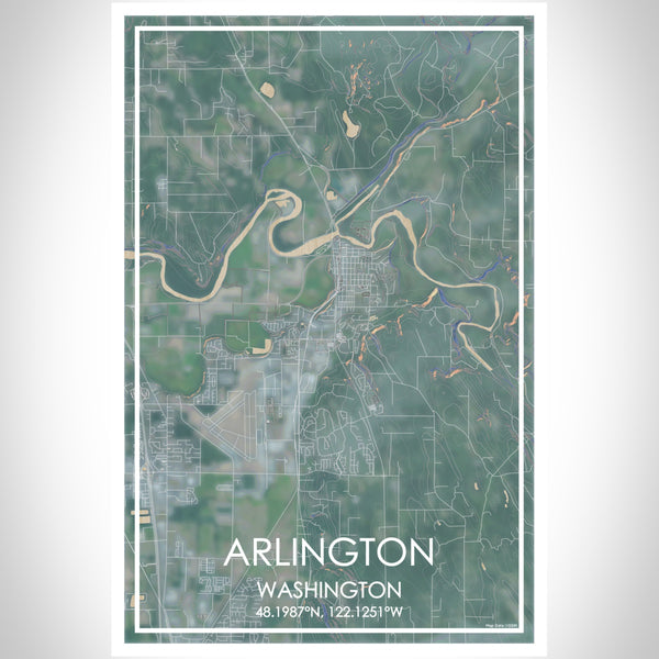 Arlington Washington Map Print Portrait Orientation in Afternoon Style With Shaded Background