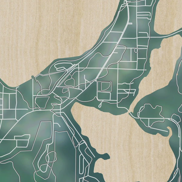 Arnolds Park Iowa Map Print in Afternoon Style Zoomed In Close Up Showing Details