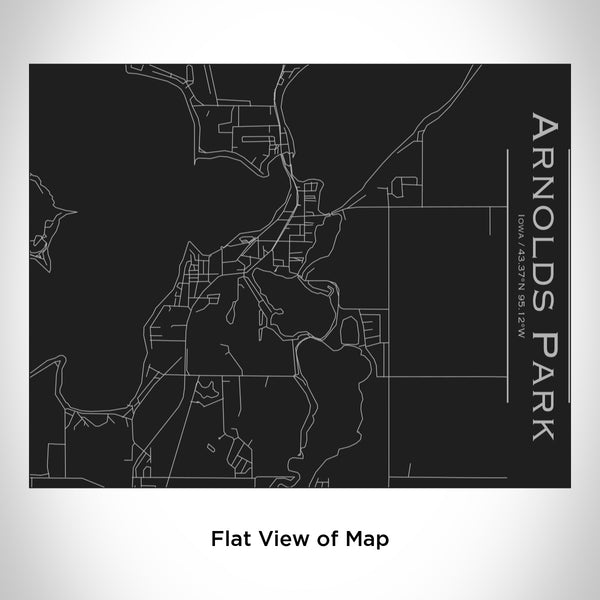 Rendered View of Arnolds Park Iowa Map Engraving on 20oz Stainless Steel Insulated Bottle with Bamboo Top in Black