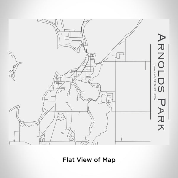 Rendered View of Arnolds Park Iowa Map Engraving on 20oz Stainless Steel Insulated Bottle with Bamboo Top in White