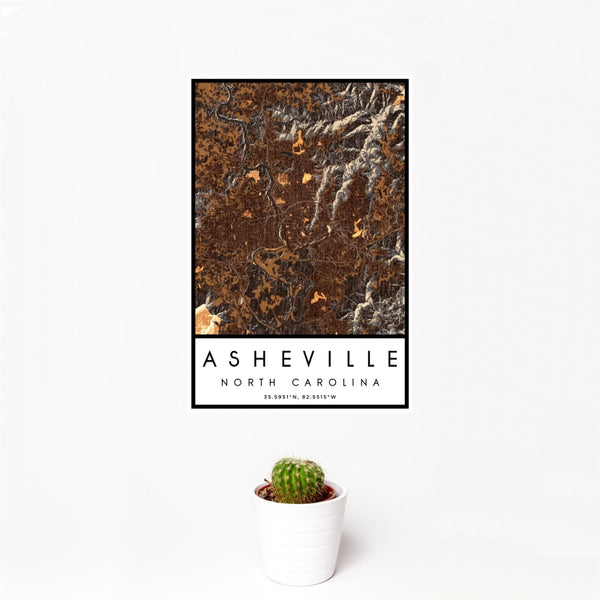 Asheville - North Carolina Map Print in Ember