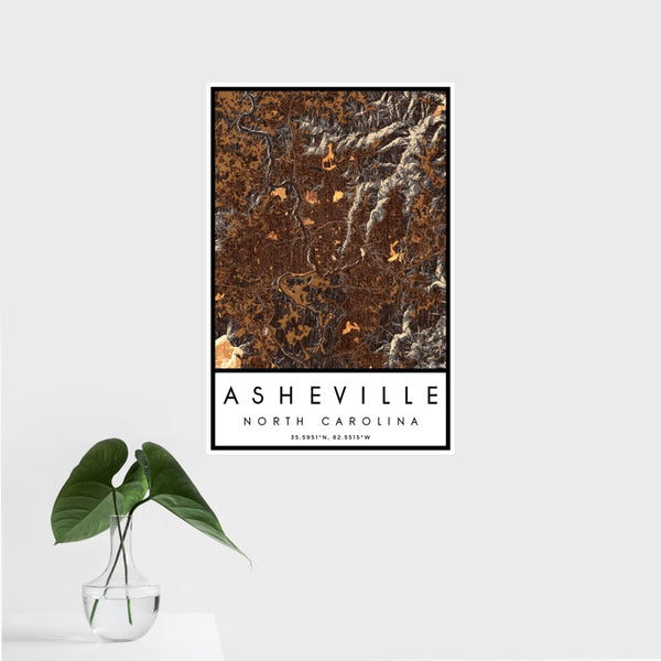 Asheville - North Carolina Map Print in Ember