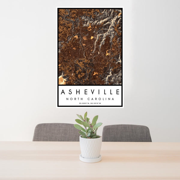 Asheville - North Carolina Map Print in Ember