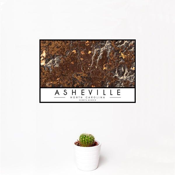 Asheville - North Carolina Map Print in Ember