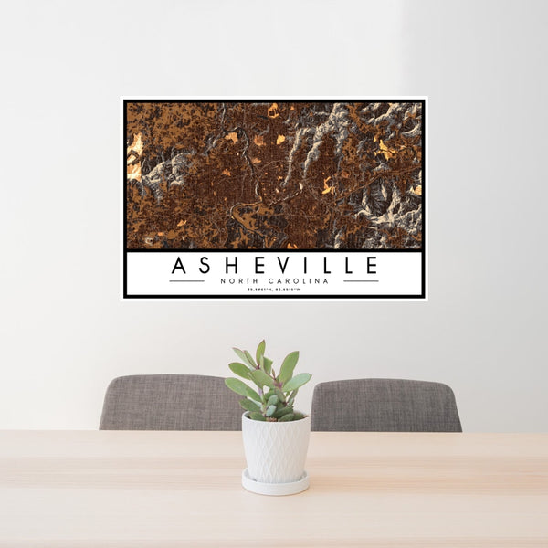 Asheville - North Carolina Map Print in Ember