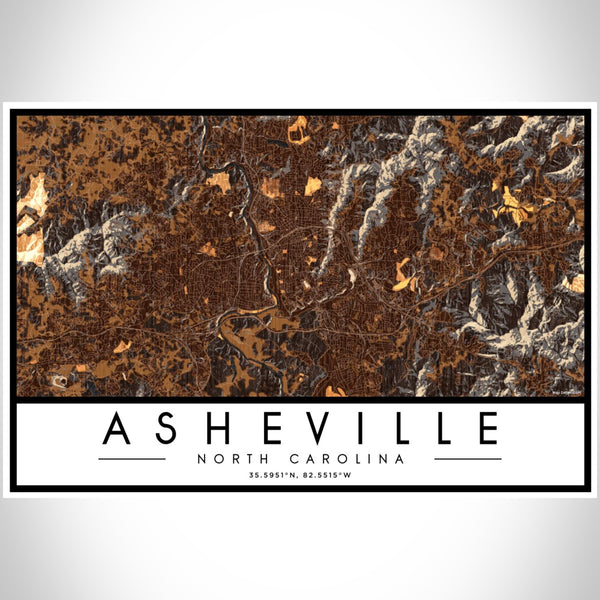 Asheville - North Carolina Map Print in Ember
