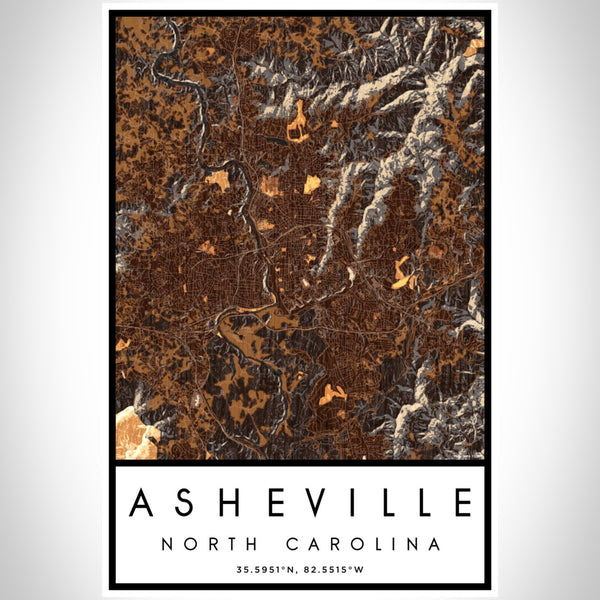 Asheville - North Carolina Map Print in Ember