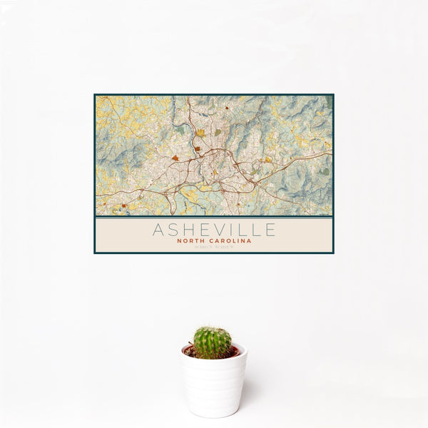 Asheville - North Carolina Map Print in Woodblock