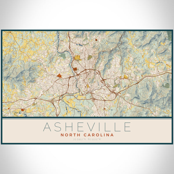 Asheville - North Carolina Map Print in Woodblock