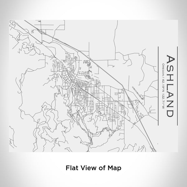 Rendered View of Ashland Oregon Map Engraving on 20oz Stainless Steel Insulated Bottle with Bamboo Top in White