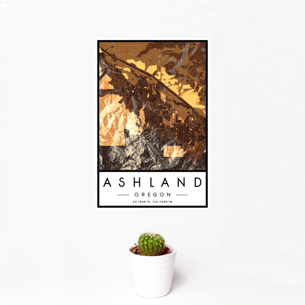 Ashland - Oregon Map Print in Ember