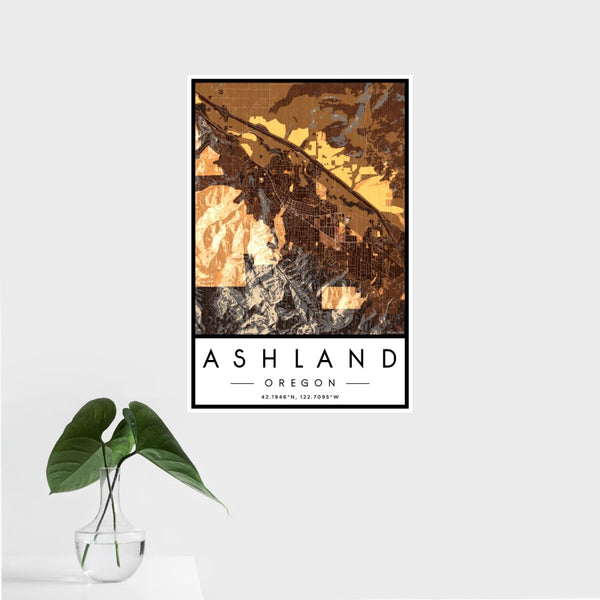 Ashland - Oregon Map Print in Ember