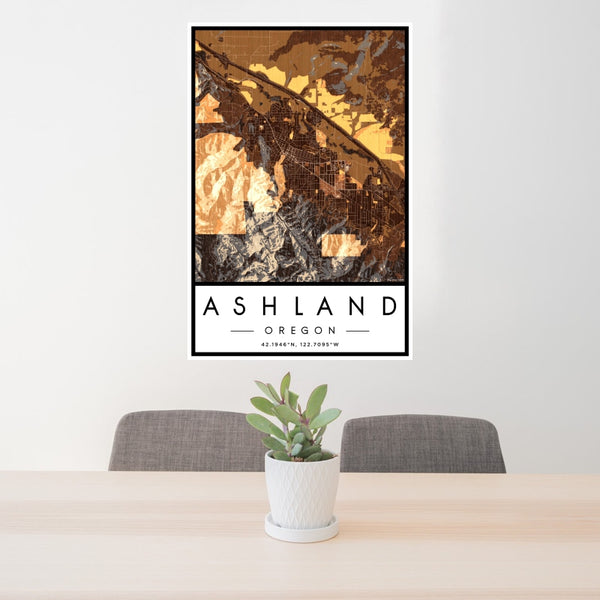 Ashland - Oregon Map Print in Ember