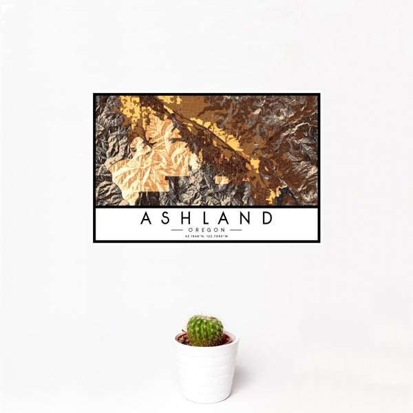Ashland - Oregon Map Print in Ember