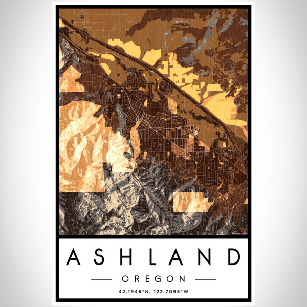 Ashland - Oregon Map Print in Ember