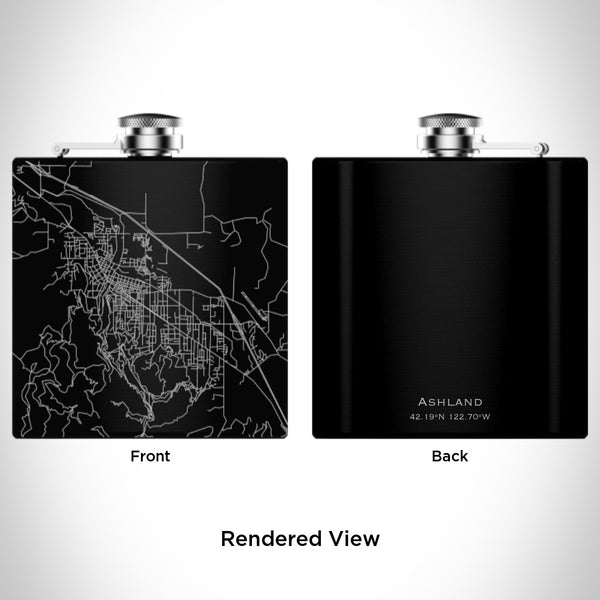 Ashland - Oregon Map Hip Flask in Matte Black