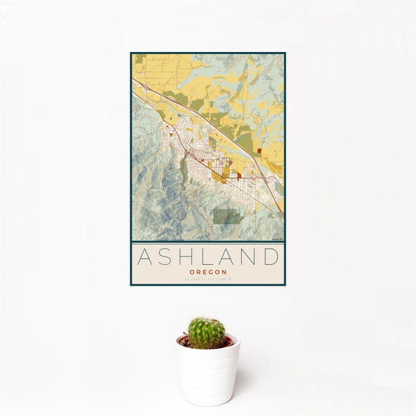 Ashland - Oregon Map Print in Woodblock