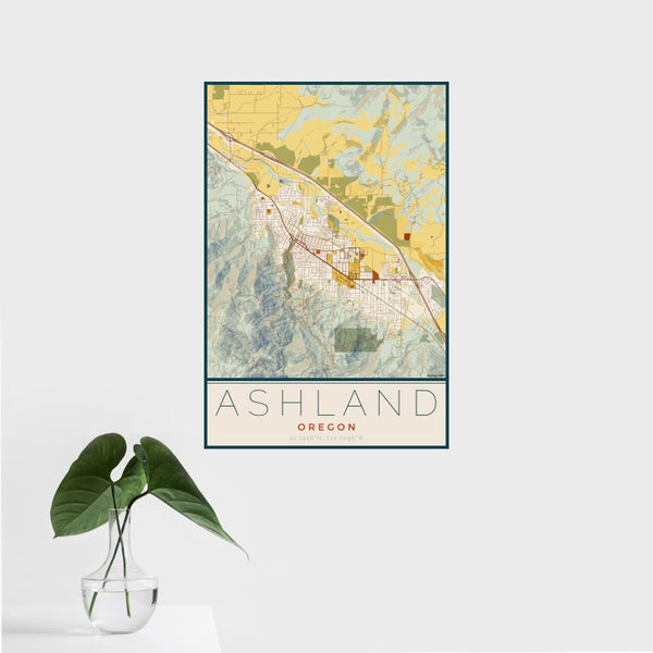 Ashland - Oregon Map Print in Woodblock