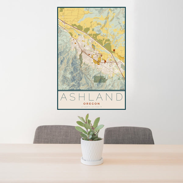 Ashland - Oregon Map Print in Woodblock