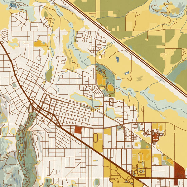 Ashland - Oregon Map Print in Woodblock
