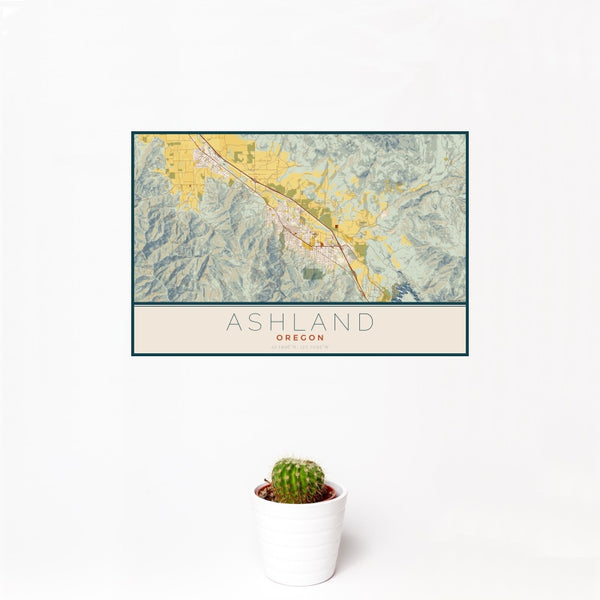Ashland - Oregon Map Print in Woodblock