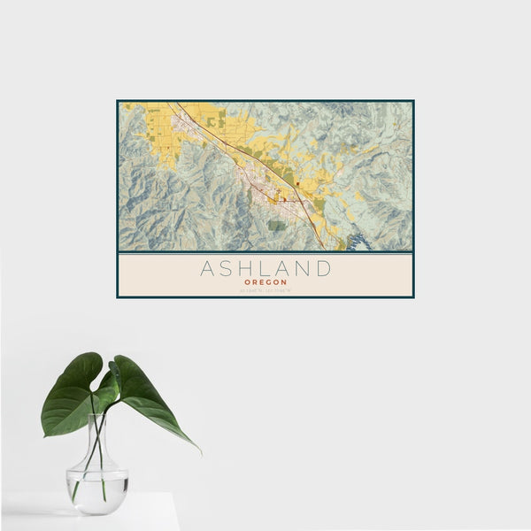 Ashland - Oregon Map Print in Woodblock