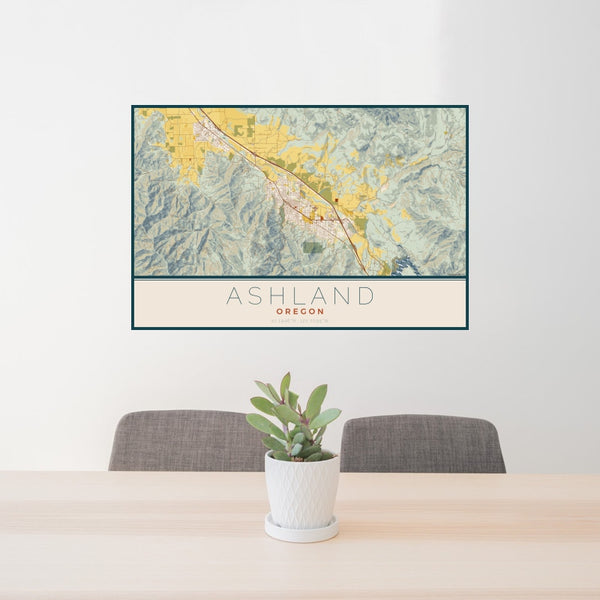 Ashland - Oregon Map Print in Woodblock