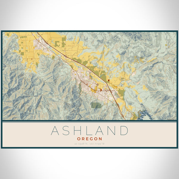 Ashland - Oregon Map Print in Woodblock