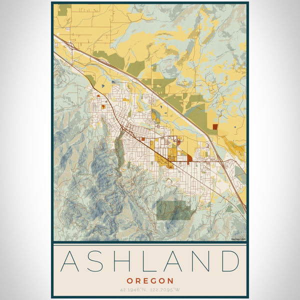Ashland - Oregon Map Print in Woodblock