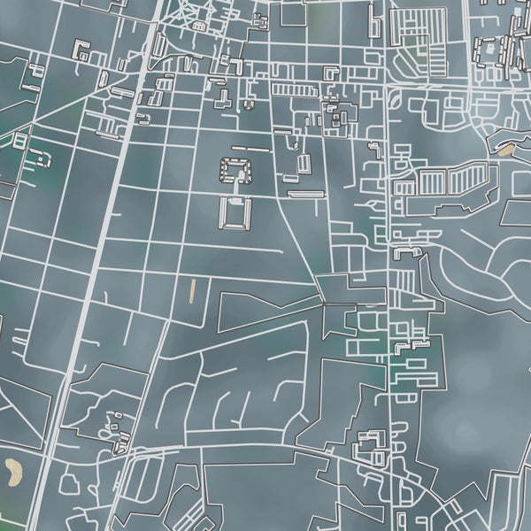 Ashland Virginia Map Print in Afternoon Style Zoomed In Close Up Showing Details