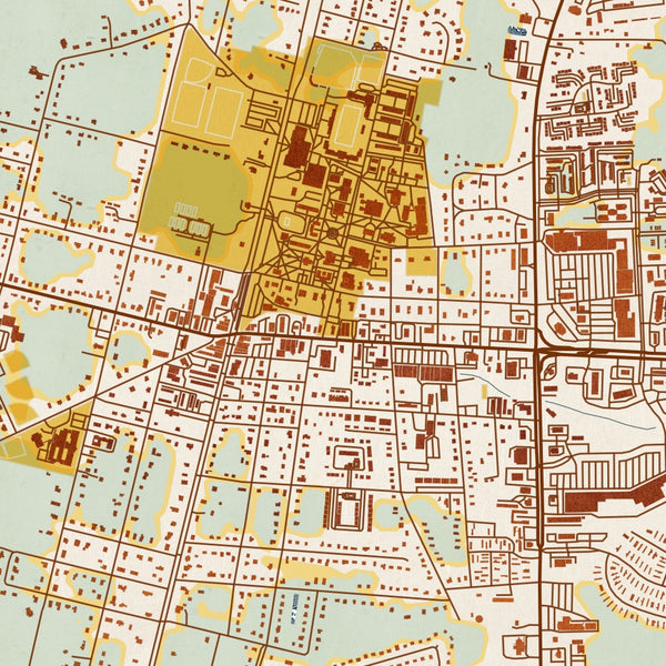 Ashland Virginia Map Print in Woodblock Style Zoomed In Close Up Showing Details