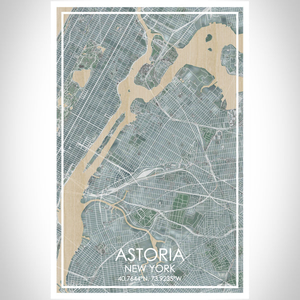 Astoria New York Map Print Portrait Orientation in Afternoon Style With Shaded Background