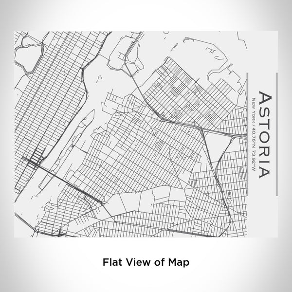 Rendered View of Astoria New York Map Engraving on 20oz Stainless Steel Insulated Bottle with Bamboo Top in White