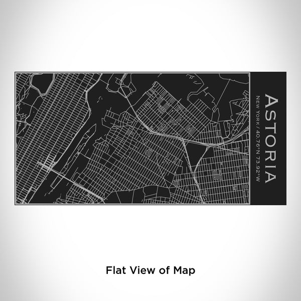Rendered View of Astoria New York Map Engraving on 17oz Stainless Steel Insulated Cola Bottle in Black