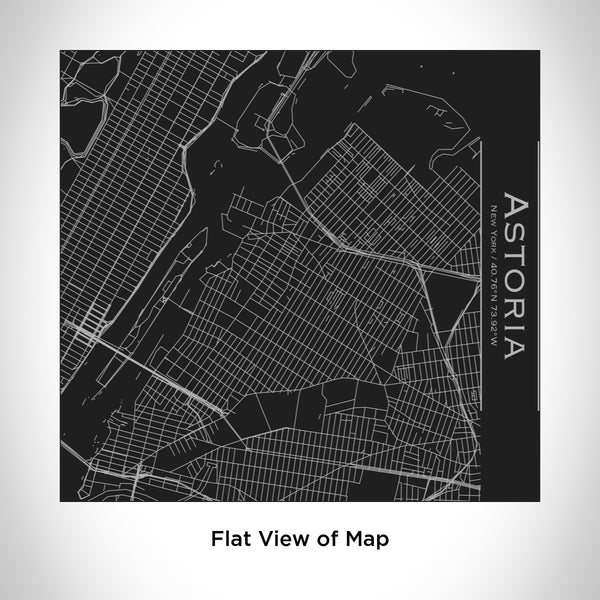 Rendered View of Astoria New York Map Engraving on 17oz Stainless Steel Insulated Tumbler in Black