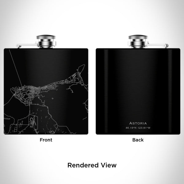 Astoria - Oregon Map Hip Flask in Matte Black