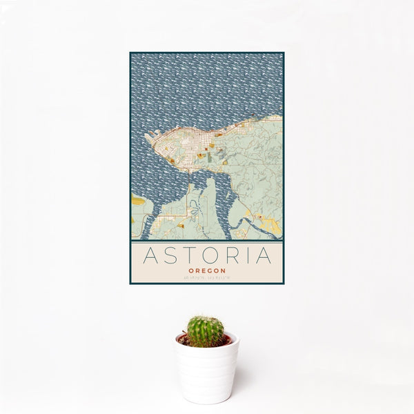 Astoria - Oregon Map Print in Woodblock