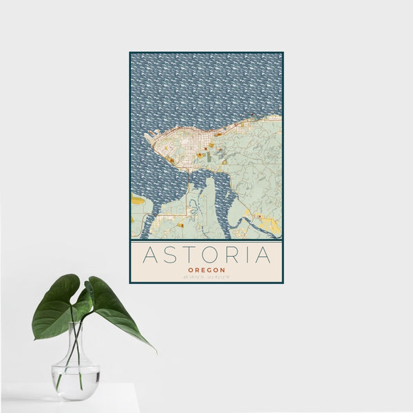 Astoria - Oregon Map Print in Woodblock