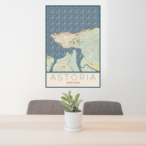Astoria - Oregon Map Print in Woodblock