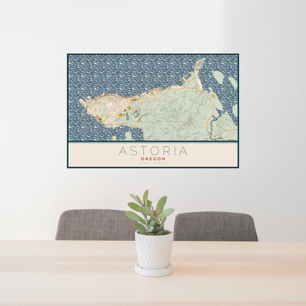 Astoria - Oregon Map Print in Woodblock