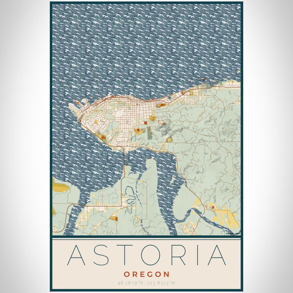 Astoria - Oregon Map Print in Woodblock