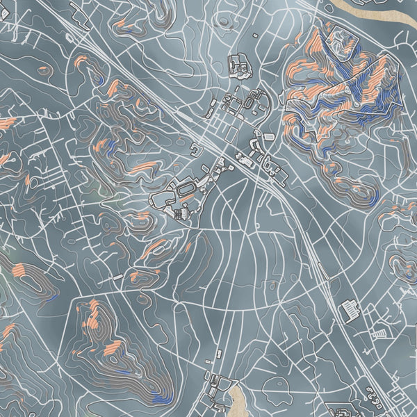 Atascadero California Map Print in Afternoon Style Zoomed In Close Up Showing Details