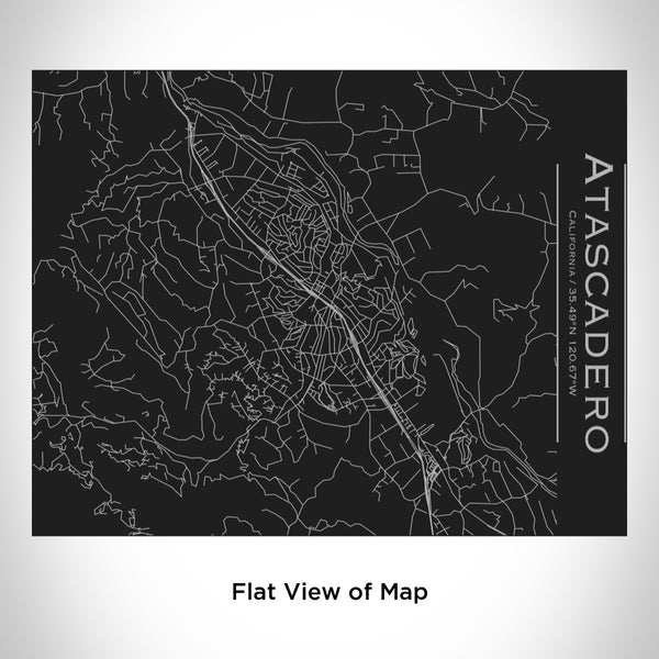 Rendered View of Atascadero California Map Engraving on 20oz Stainless Steel Insulated Bottle with Bamboo Top in Black