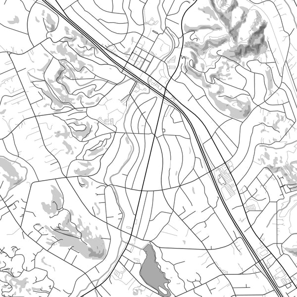 Atascadero California Map Print in Classic Style Zoomed In Close Up Showing Details
